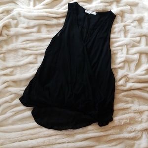 MOD Surplice Tank Top V Neck Front Flowy Black Women's Small S